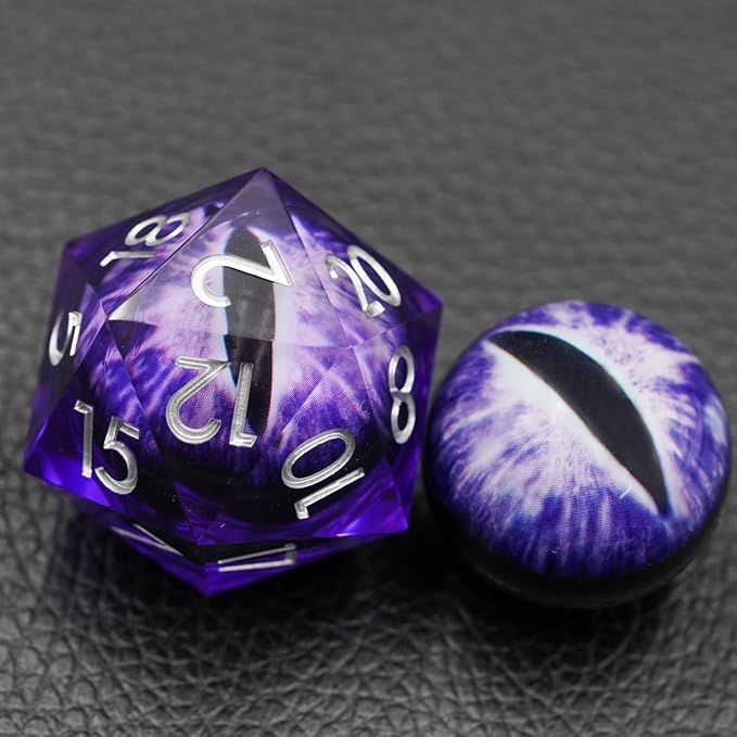 Dungeons and Dragons DND Dice D20, Moving Eyeball Liquid Core Dice Set D&D 33MM Oversized D20 Single Sharp Edge Resin dice with Gift Case, Polyhedral Dice for Role Playing Game