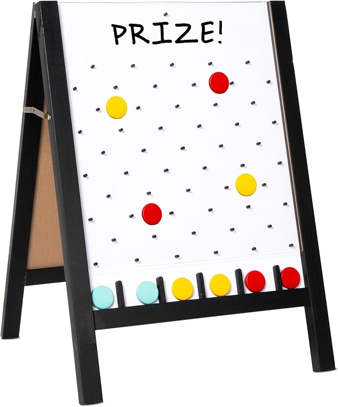 Ilyapa Board - Large Portable Prize Drop Game for Events and Trade Show - 20 x 31 Inch Double Sided - Wooden A-Frame Whiteboard Sign, Eraser