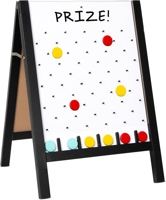Ilyapa Board - Large Portable Prize Drop Game for Events and Trade Show - 20 x 31 Inch Double Sided - Wooden A-Frame Whiteboard Sign, Eraser