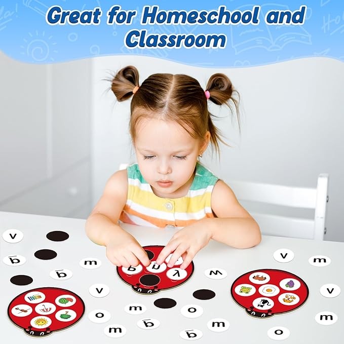 Alphabet Games for Kids Toddlers,Animal Cards,Alphabet Learning Toys,ABC Flash Cards,Speech Therapy,Letter Matching Board Games for Kids 3-6,Ladybug Toys,Preschool Classroom Must Haves