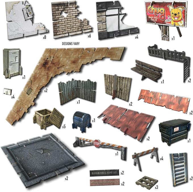 Battle Systems Urban Apocalypse Terrain City Block Core Set - 28-35mm RPG/Wargames 40k Crisis Protocol Modern Zombies Card Scenery