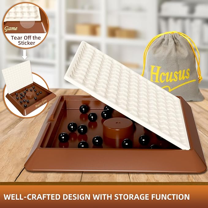 Magnetic Game Chess, Magnet Games for Adults and Kids with Storage Board, Magnet Chess Game with Stones, Board Game for Friends Family, 2-4 Player