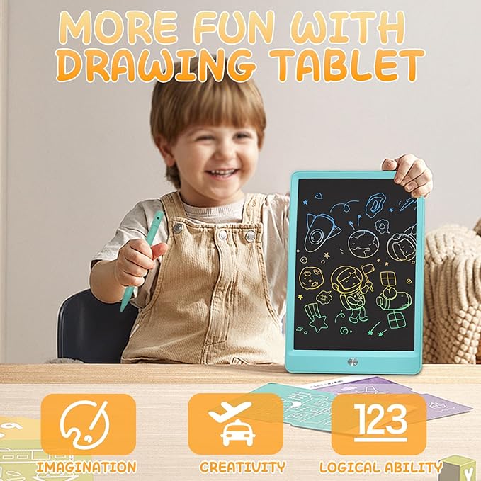 Tablet Slide Puzzle Game & Kids Drawing Writing Tablet, Toddler Writing Tablet LCD Drawing Tablet for Kids Drawing Game Toys for 4-8 Year Old Boys Girl 500+ Challenges Drawing Pad Travel Game (Blue)