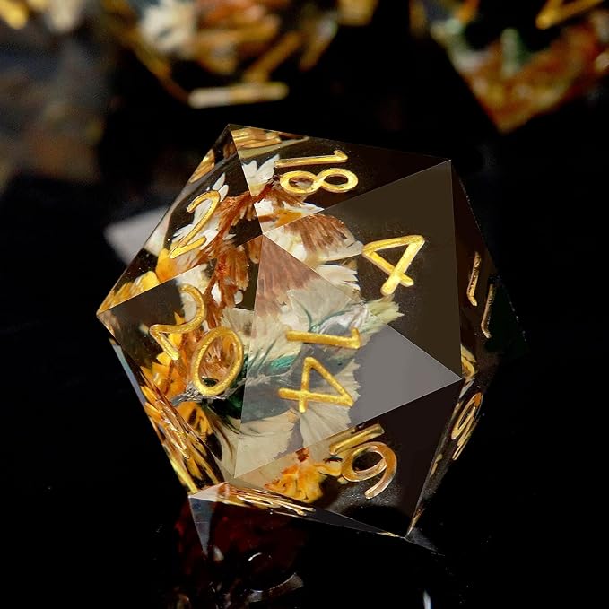 Haxtec DND Dice Set Sharp Edge Resin Dice Set with Dice Case, Flower D and D Dice, Polyhedral D&D Dice for Dungeons and Dragons TTRPGs DND Gift