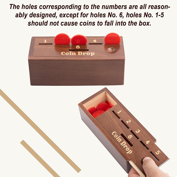 Coin Drop Game for 2-6 Players,Penny Game Contains 50 Coins,Wooden Game Box and 1 Dice,Coin Game,a Fun Board Game to Interact with Family and Friends