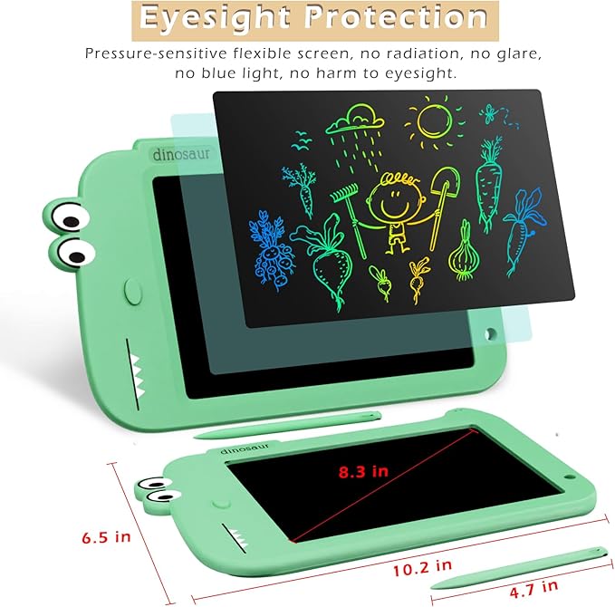 Jasonwell LCD Drawing Writing Tablet - Drawing Pad Doodle Board for Kids Toddlers Drawing Toy Educational Learning Toys Christmas Birthday Gift 2 3 4 5 6 7 8 Year Old Girls Boys (Green Dinosaur)