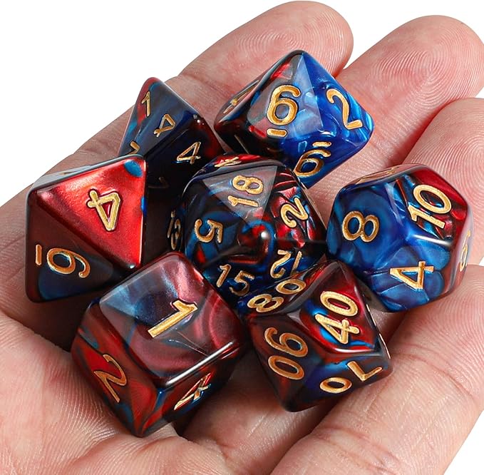 CiaraQ DND Polyhedral Dice Set with a Black Dice Bag for D&D RPG MTG Role Playing Table Games