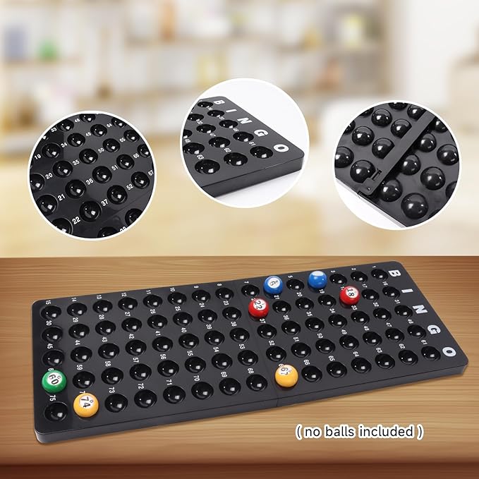 GSE Games & Sports Expert Bingo Master Board for 7/8" Balls, Black Bingo Calling Board for Parties, Large Groups, Family Game Nights