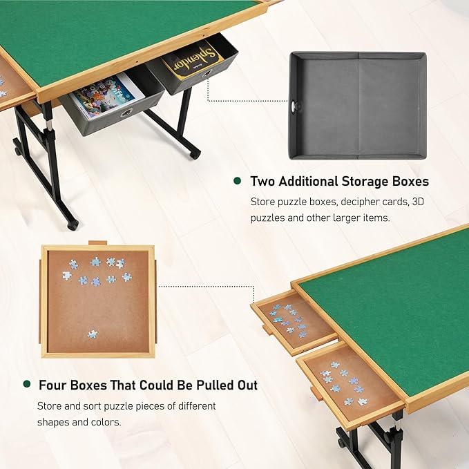 ALL4JIG 1500 Piece Adjustable Jigsaw Puzzle board for Adults, 35.4"x26.4" Multi-Functional Puzzle Board with 4+2 Drawers & Protective Cover, 45-Degree Any-Angle Tilt for Work, Exercise & Leisure
