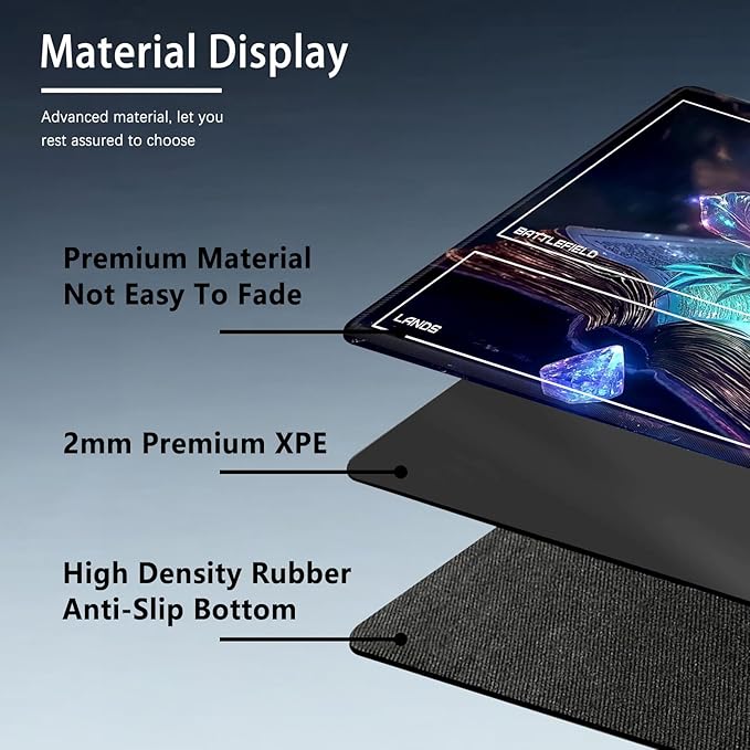 MTG Playmat Size 23.6x13.8in with Storage Bags Portable Playmat TCG and Board Game Mat for Cards Rubber Base Slip-Resistant Mousepad Desk Mat (Magic Lotus Flower,with Zone)