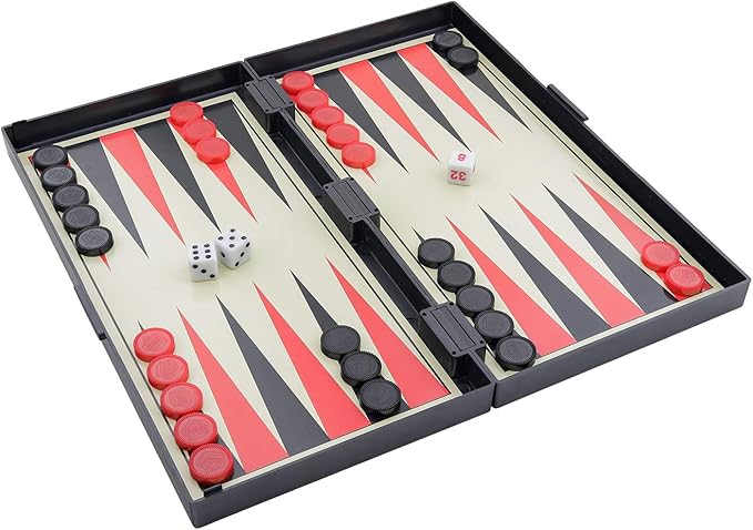 5 in 1 Magnetic Chess Checkers Dominoes Backgammon and Cards Set, Mini Travel Size Multi Board Games