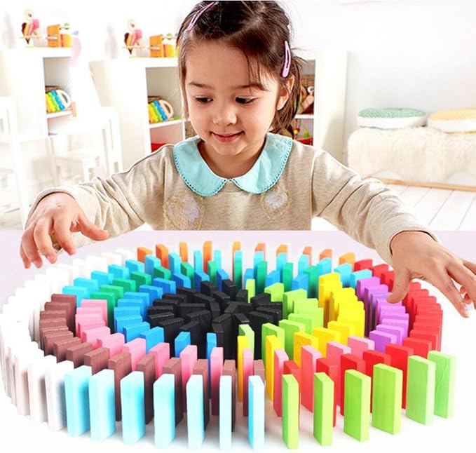 120pcs Wooden Dominos Blocks Set, Kids Game Educational Play Toy, Domino Racing Toy Game (120PCS)