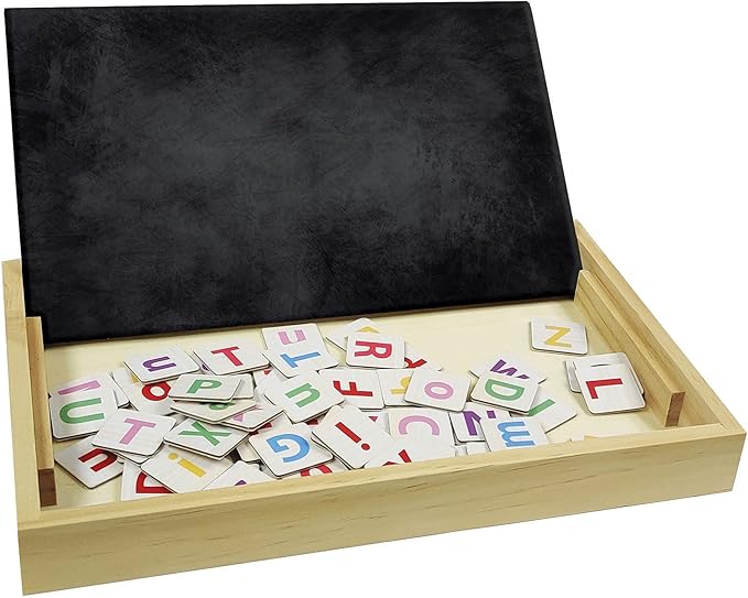 LEXIBOOK EDU100i2 Bio Toys School, Bilingual Spanish/English, Wooden, 50 Word Cards, Alphabet, Educational Game, Medium