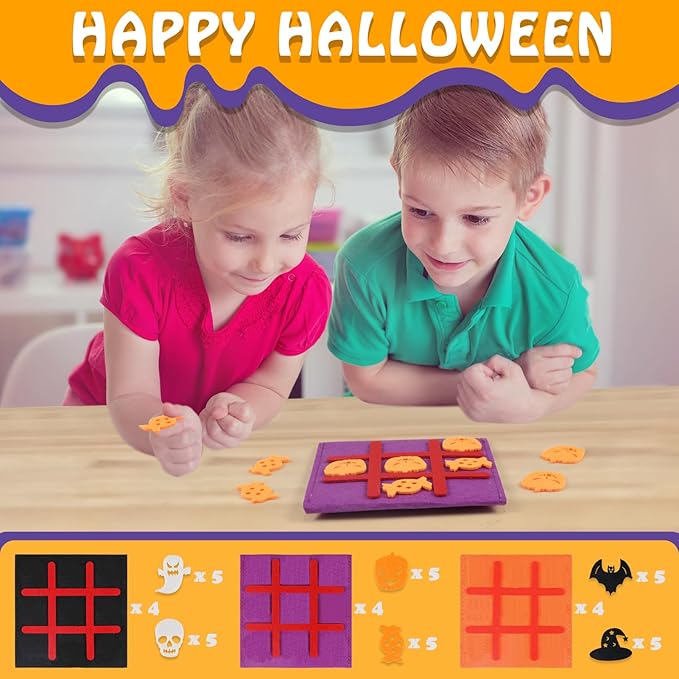 12 Pack Halloween Party Favors Tic Tac Toe Board Games for Kids 4-8 8-12, Halloween Treats Non Candy Goodie Bag Stuffers, Bulk Toys Gifts for Boys Girls Classroom (Bulk Pack of 12)
