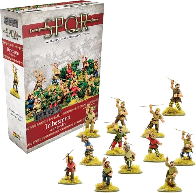 Wargames Delivered SPQR - Gaul - Tribesmen with Javelins. 28mm Miniatures Base, Roman and Greek Military Legion Miniatures for Wargames, and Roman War Games by Warlord Games