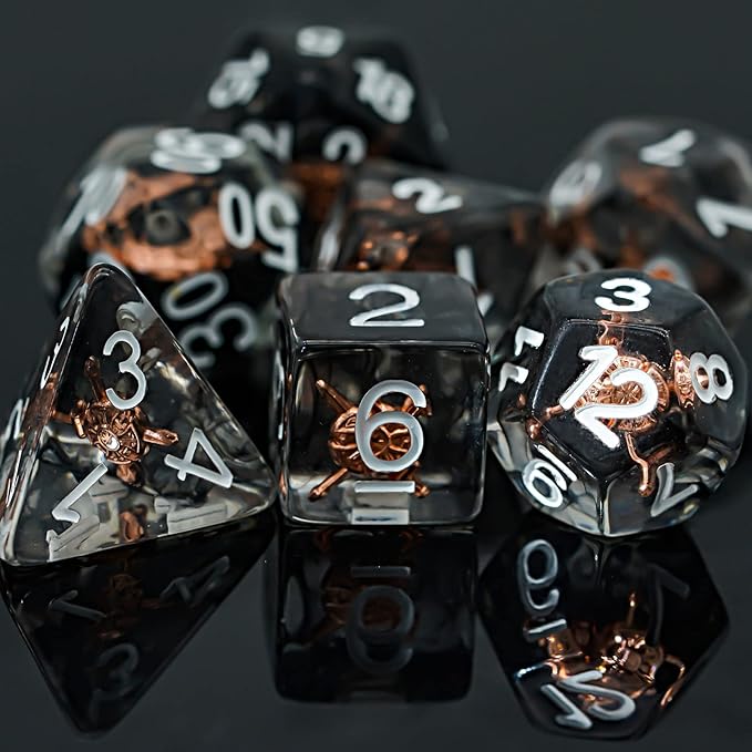 UDIXI 7PCS Polyhedral DND Dice Set, 7-Die D&D Dice Set Filled with Shield for Role Playing Games as Dungeons and Dragons RPG Tabletop Games (Fighter)