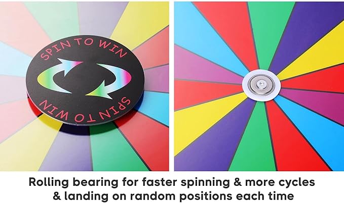 WinSpin 24" Heavy Duty Spinning Prize Wheel Large 14 Slots Tabletop Color Roulette Wheel with Dry Erase Marker & Eraser for Trade Show Fortune Spinning Game, Classic Series