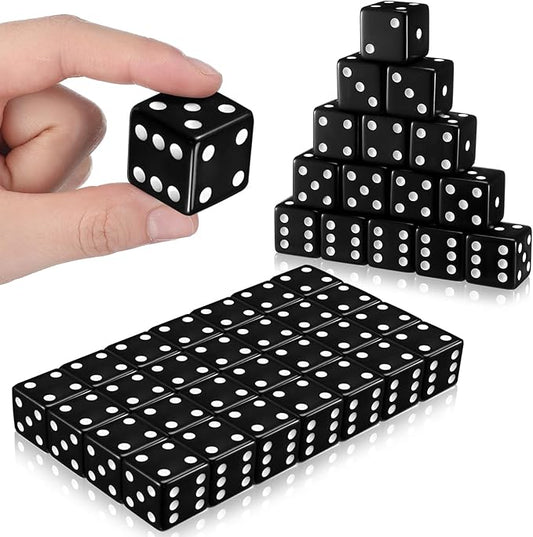 Poen 30 Pcs Standard Dice 25 mm Casino Theme Party Dice Large Opaque Jumbo Acrylic D6 Bulk Sifter for Casino Theme Party Board Vegas Birthday Supply(Black)