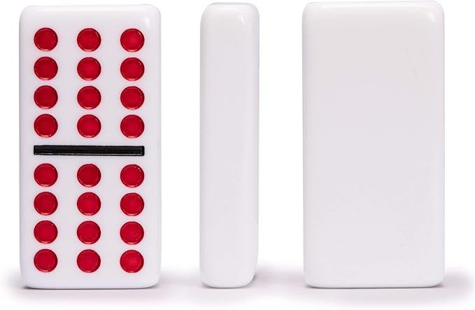 Yellow Mountain Imports Mexican Train Complete Set with Double 12 Dominoes (Pips/Dots), Wooden Hub, Die Cast Train Markers, and Scorepad