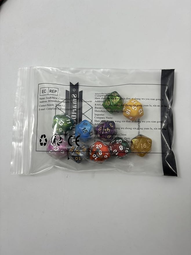 SmartDealsPro 10-Pack 20 Sided Dice D20 Polyhedral Dice for DND RPG MTG Table Game (Double Color)