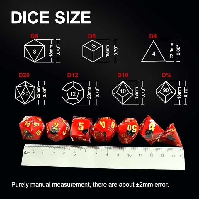 DND Dice Set Polyhedral, IDTQ Dungeons and Dragons Purple Dice Set RPG MTG Table Games 7-Die Resin Sharp with Acrylic Starlight Accent Box (Cats-Red)