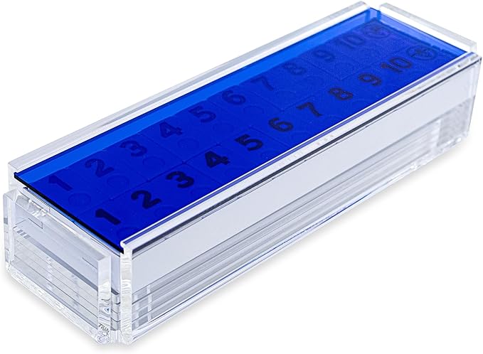 Luxury Rummy Tile Set Game in Handmade Acrylic Case with 4 Racks Included (Blue)