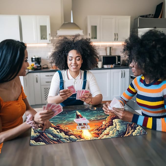 for MTG Playmat with Storage Bag, for TCG Playmat and Playing Card Mat for Magic Board Games, Non-Slip Rocket Launch Desk Mat, Stitched Edges Game Mat, Rollable & Foldable Card Playmat