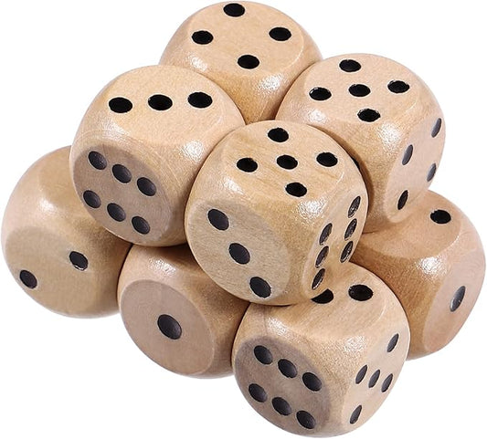 Wooden 6 Sided Dice Game Dice 10Pcs Wooden Dice 16mm Dice with Numbers 1-6 Wooden Dice Set Party Favors for Table Games