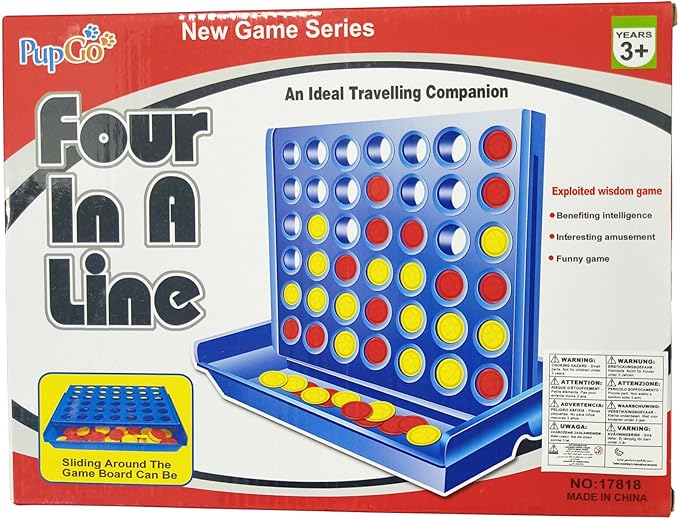 Pup Go 4 in a Row Game Big, 6 Spare Discs Included, Board Games Toys for Boys, Classic Four in a Row and Family Fun Games for Ages 3 4 5 6 7 8 Year Old Kids(Big)