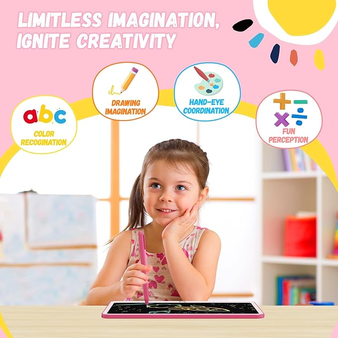 KOKODI LCD Writing Tablet, 12 Inch Colorful Toddler Doodle Board Drawing Tablet, Erasable Reusable Electronic Drawing Pads, Educational and Learning Toy for 3-6 Years Old Boy and Girls