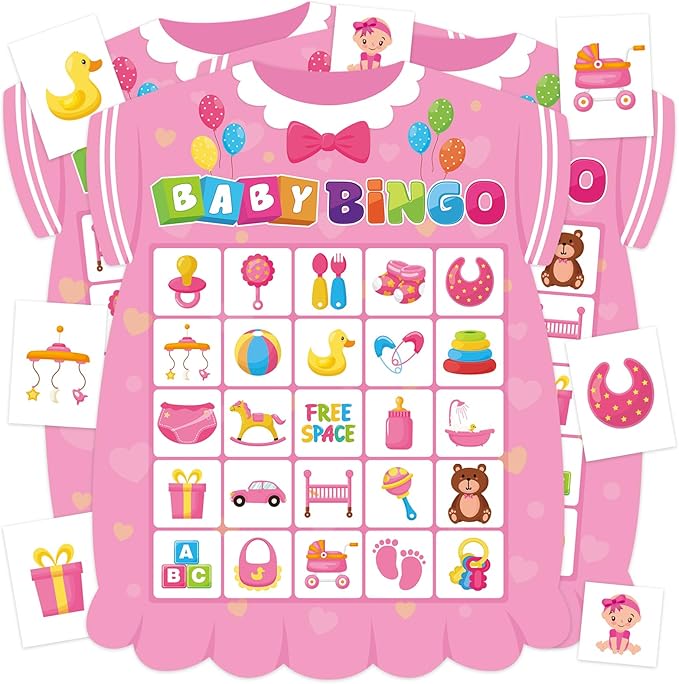 Baby Shower Bingo Game for Adults, 24 Players Baby Shower Bingo Cards Newborn Bingo Game for Family Friends Large Group Activity