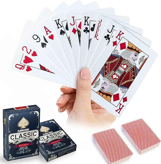 Red Plastic Playing Cards 2 Pack, Waterproof Poker Cards Professional, Deck of Cards, Standard Playing Card Decks for Texas, Go Fish, Hearts, Blackjack, Canasta Fun & Travel Card Games