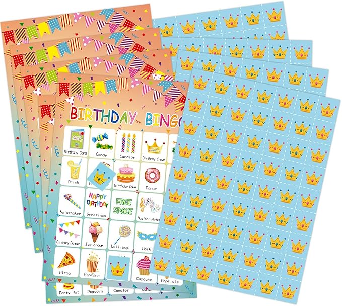 Birthday Bingo Game 24 Players for Kids Birthday Party Games for Kids Supplies