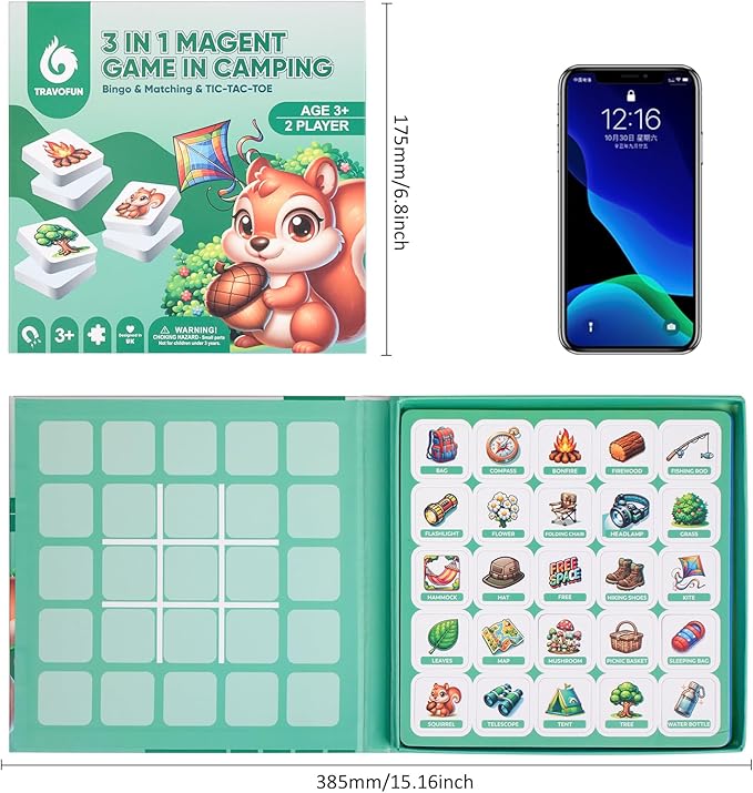 Magnetic Memory Matching Games for Toddlers Ages 3 +,Travel Games for Kids, Fun Educational Toys for Summer Camp & Road Trips.