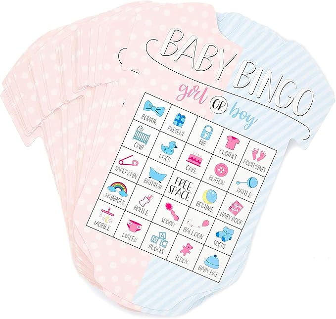BLUE PANDA Gender Reveal Bingo Game Set, Party Supplies (38 Pieces)