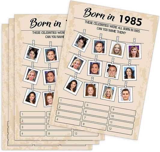 40th Birthday Party Games, Born in 1985 Games, Birthday Party Supplies for Adults, Pack of 30 Cards
