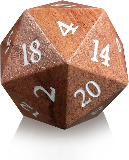 Lager D20 DND Dice Wooden DNDND 33mm Large Wood Die with Gorgeous Gift Box for Dungeons and Dragons (Rosewood)