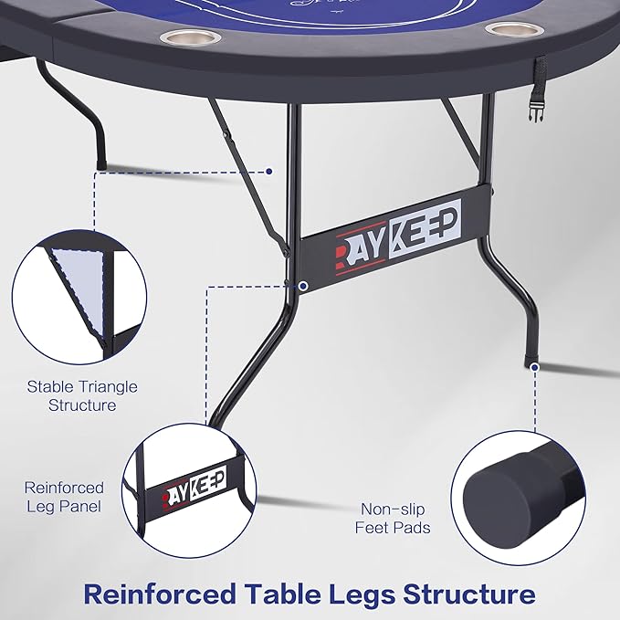 10 Player Poker Table Foldable, 84" Folding Blackjack Texas Holdem Table, Portable Casino Leisure Card Board Game Table with Cup Holders and Padded Rails for Game Room (Black)