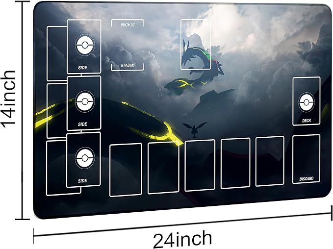 Playmat for Trading Card Game with 31 Damage Counters,Single Player Trainer Mat and Professional Storage Bag(Black Dragon)