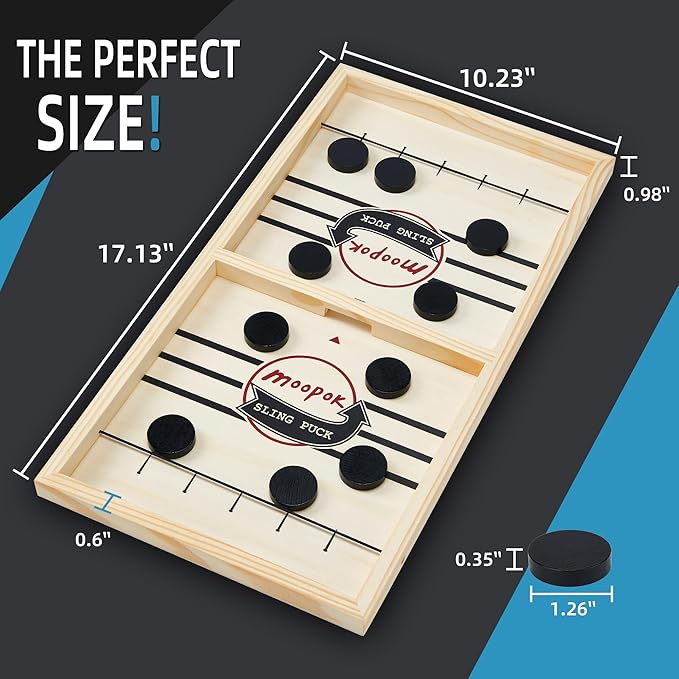Fast Sling Puck Game - Fast Action Foosball Table Super Winner Wooden Air Hockey Board Game - Desktop Battle Slingshot Game - Fun for Family Game or Party with Friends