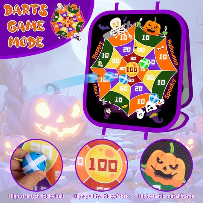 Bean Bag Toss Game - Double-Sided Foldable Cornhole Board Dart Game for Backyard, Beach, Toddler, Outdoor, Birthday, Outside Toys for Toddler Boys & Girls Age 3-8 (Halloween)