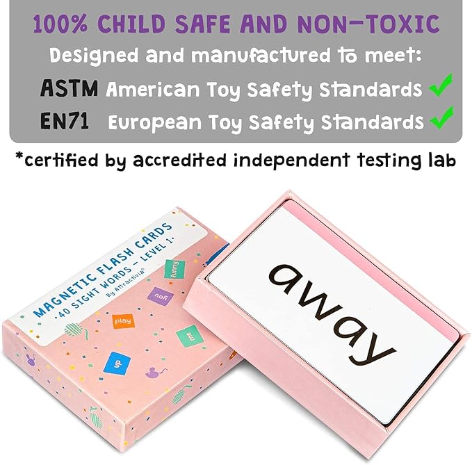 Pre-K Sight Words Magnetic Flash Cards(Pre-Kindergarten) - 40 Sturdy Large Dolch Cards for Literacy of Beginning Readers, Homeschool, Teachers and ESL, Preschool