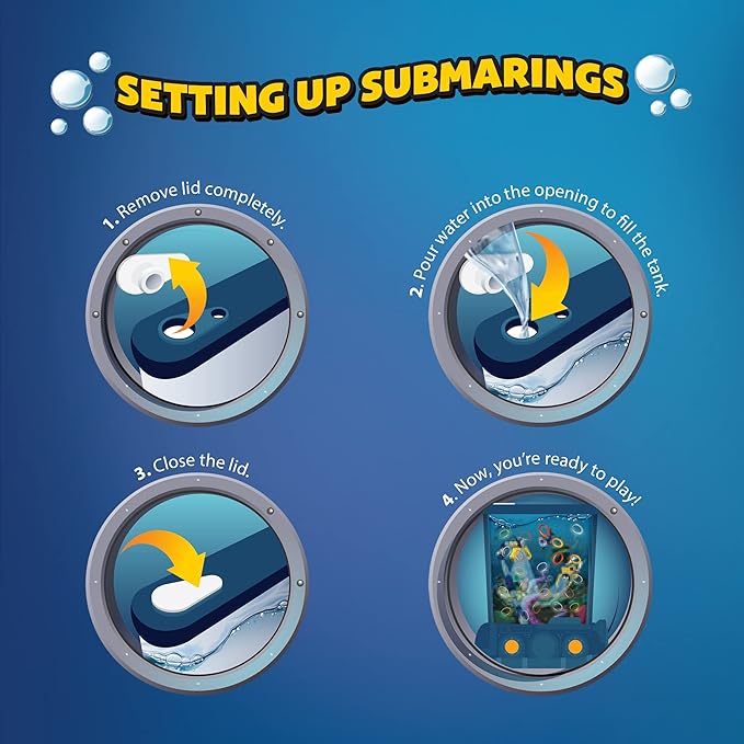 Submarings Handheld Water Game | Retro Mini Ocean Ring Toss STEM Toys for Adults, Girls & Boys Ages 6-12