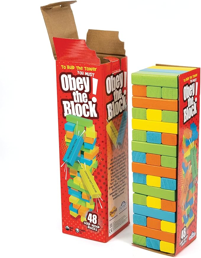 Outset Media Obey The Block - 48 Solid Wood Blocks - for 2 to 6 Players Ages 8 and up