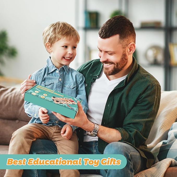 Montessori Screwdriver Board Set, Wooden Montessori Toys for 3 4 5 Year Old with Lock and Key Toy, Educational Sensory Learning Toy STEM Fine Motor Skills Toys