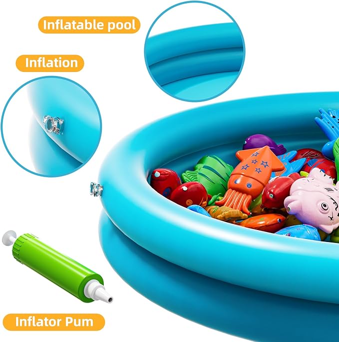 TEMI Magnet Fishing Game for Kids Ages 4-8, Indoor & Outdoor Water Toys, Summer Gifts for Boys & Girls