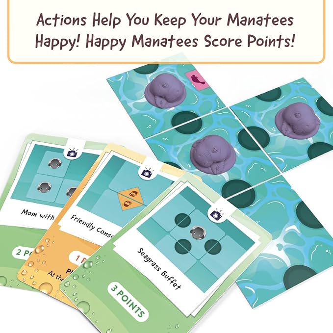 Buffalo Games - I Heart Manatees - Manatee Habitat Building Game - Deck Building and Strategy - Eric Lang Game- Ages 10 and Up