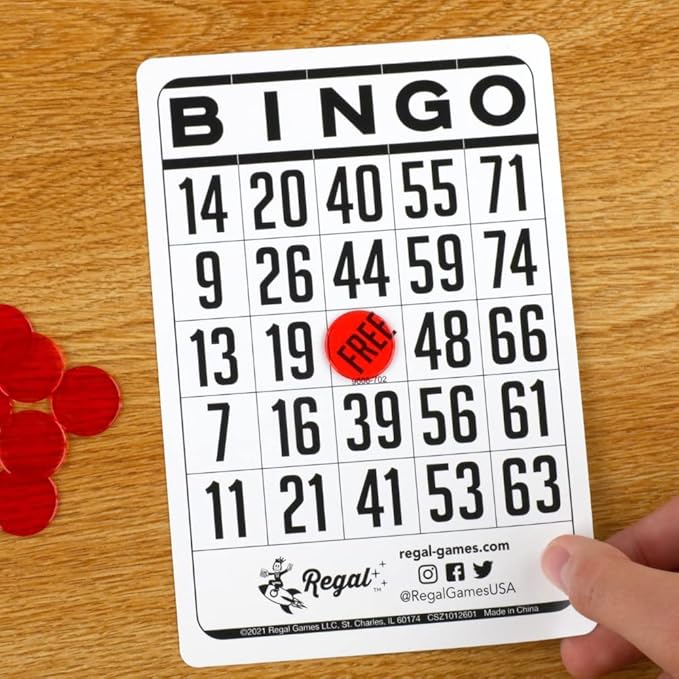 Regal Bingo Classic Bingo Cards Deck Reusable - Bingo Games for Family - 200 Playing Cards - White