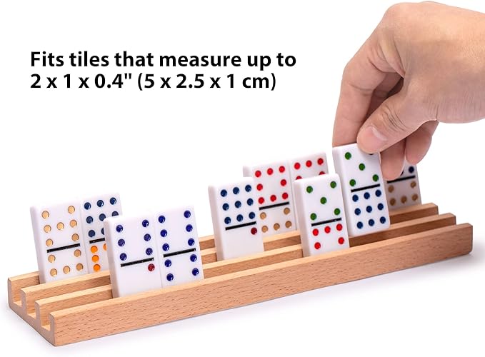 Yellow Mountain Imports Premium Beechwood Domino Racks/Trays (10-Inch) - Set of 4 - Domino Holders for Mexican Train, Chickenfoot and Other Domino Games