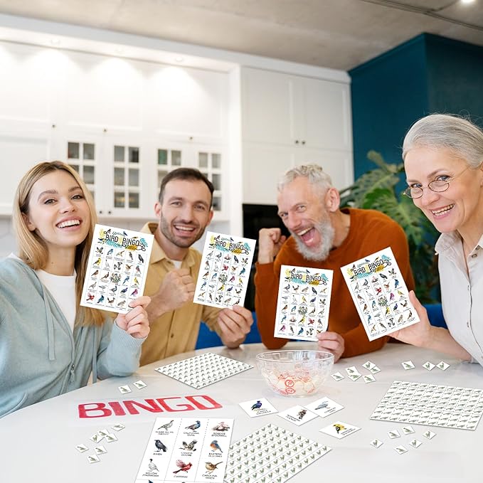 North America Birds Bingo Games, 24 Players Bingo Cards, Animals Party Activities for Family Friends, Card Gifts for Bird Lovers, Bird Party Game Bingo Supplies -04